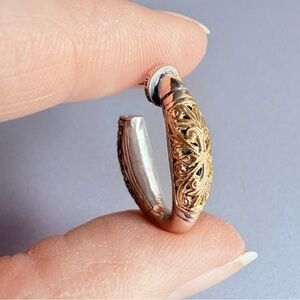 KONSTANTINO 18K GOLD AND STERLING SILVER FILIGREE HOOP 1 SINGLE EARRING